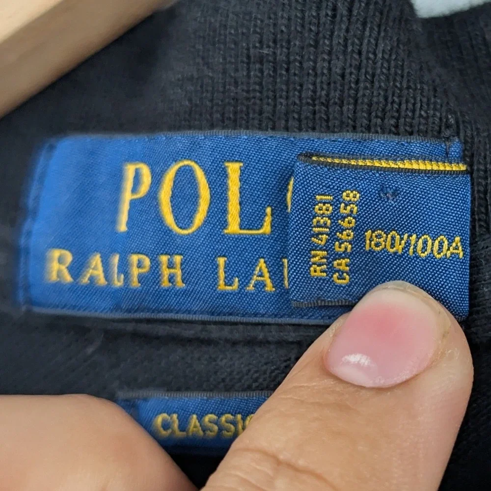 Polo Ralph Lauren Polo Shirt Men's Large Black Embroidered Pony Preppy Old Money